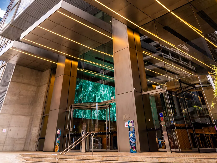 Low angle view of an A grade building of Servcorp 100 Mount Street